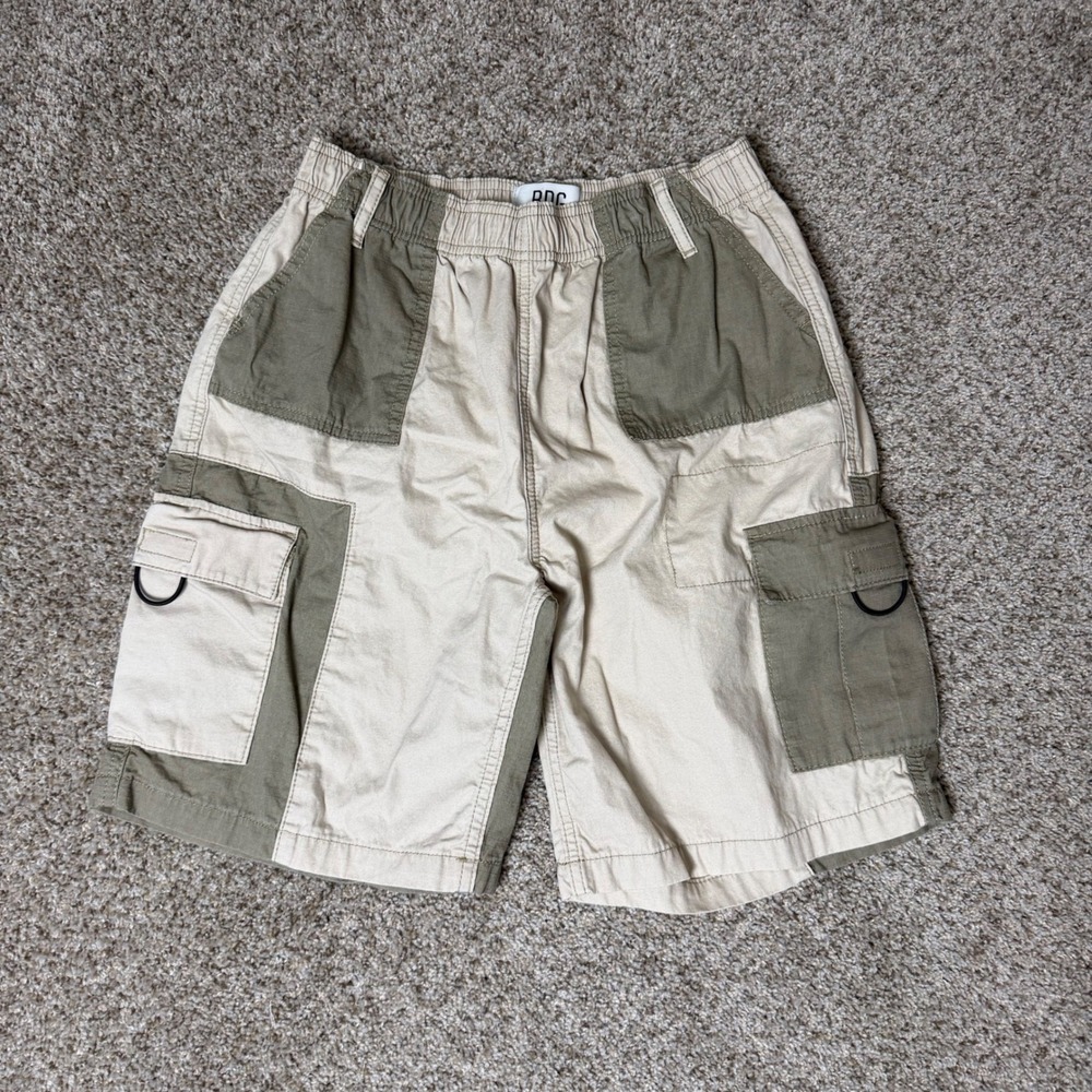 BDG Urban Outfitters Mens Colorblock Cargo Shorts Tan Olive Green Ripstop Small